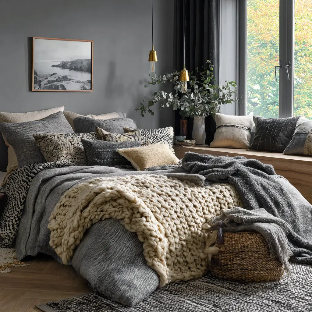 Layered Textures with Throws and Rugs