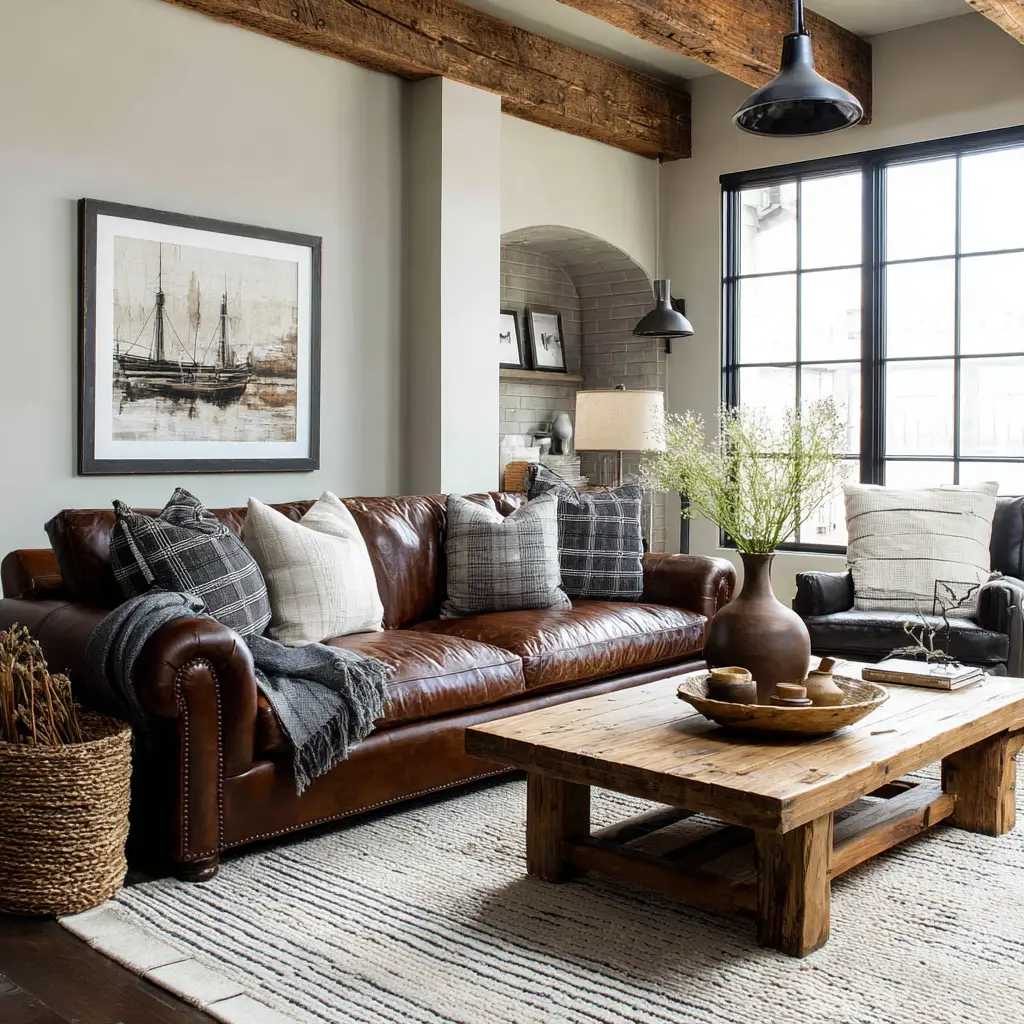 Leather and Linen Sofa Combo