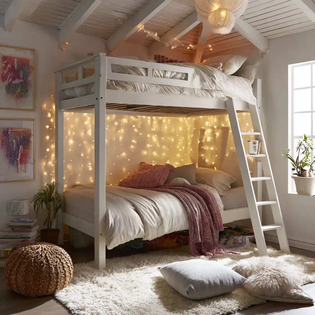 Loft Bed with Fairy Lights