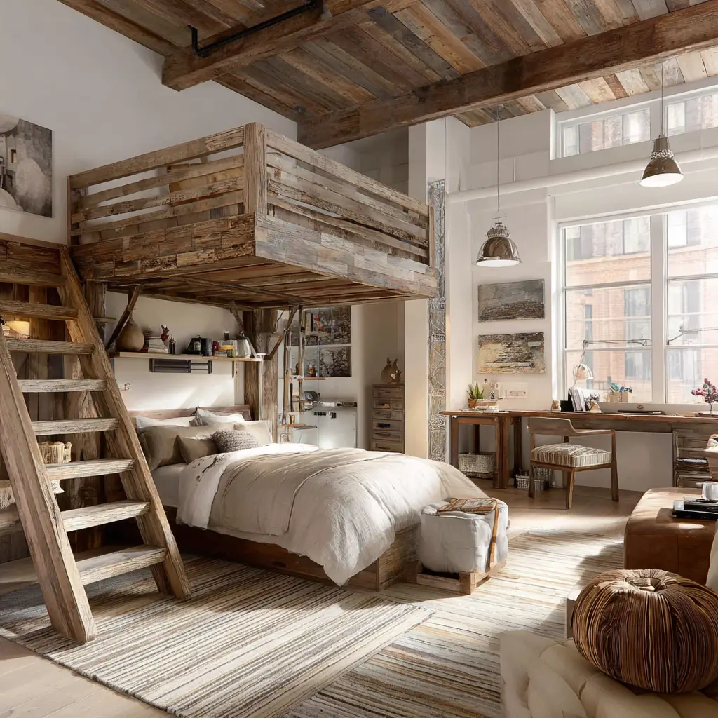 Loft Bed with Rustic Charm