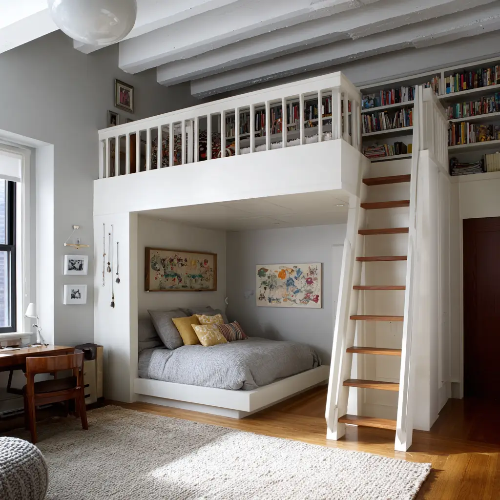 Loft Bed with Sliding Ladder