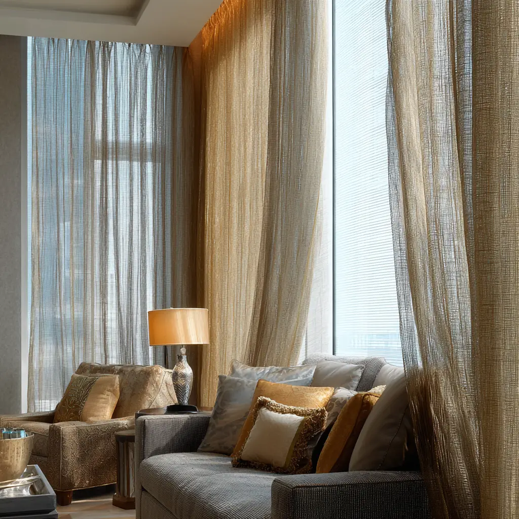 Metallic-thread curtains