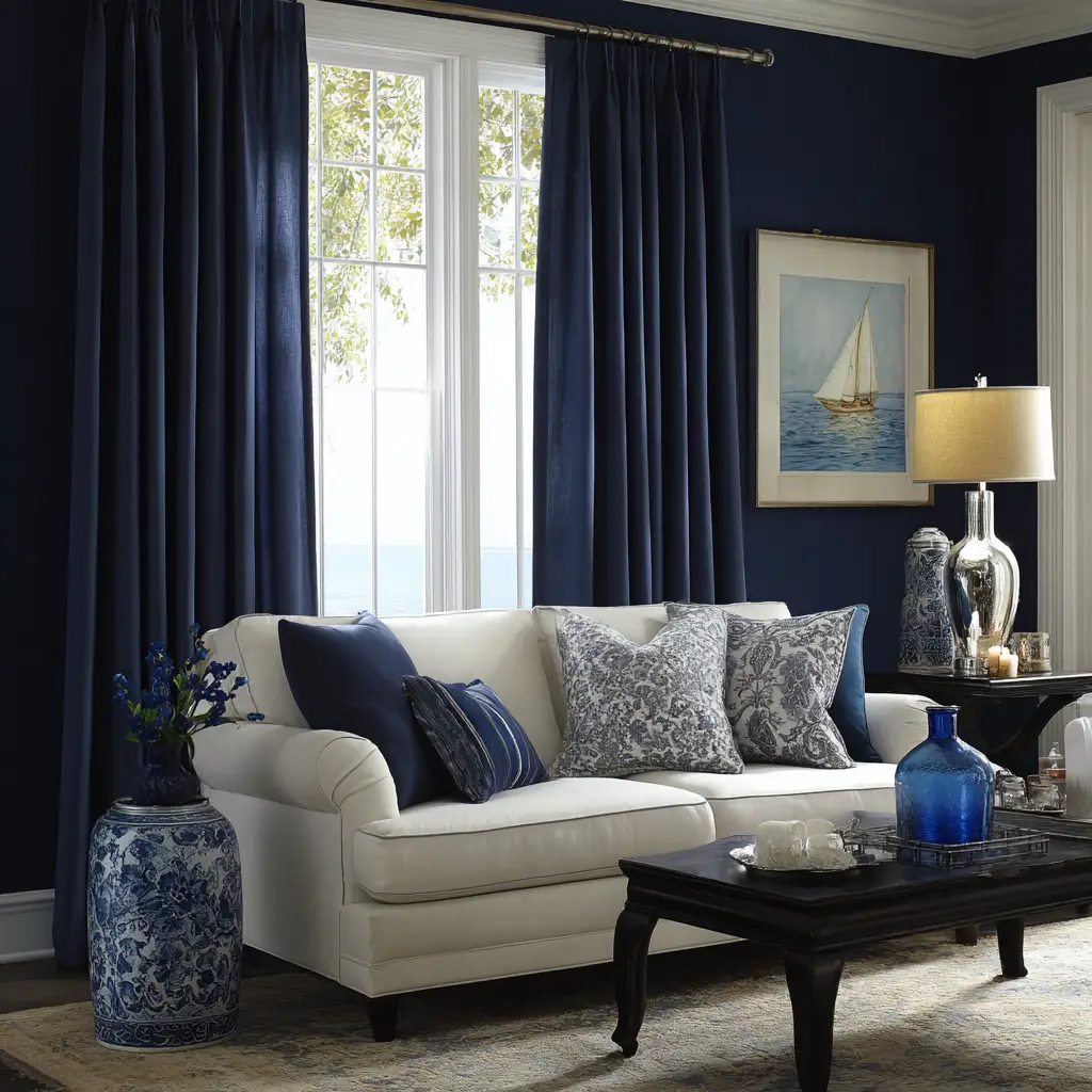 Navy Blue with White Trim