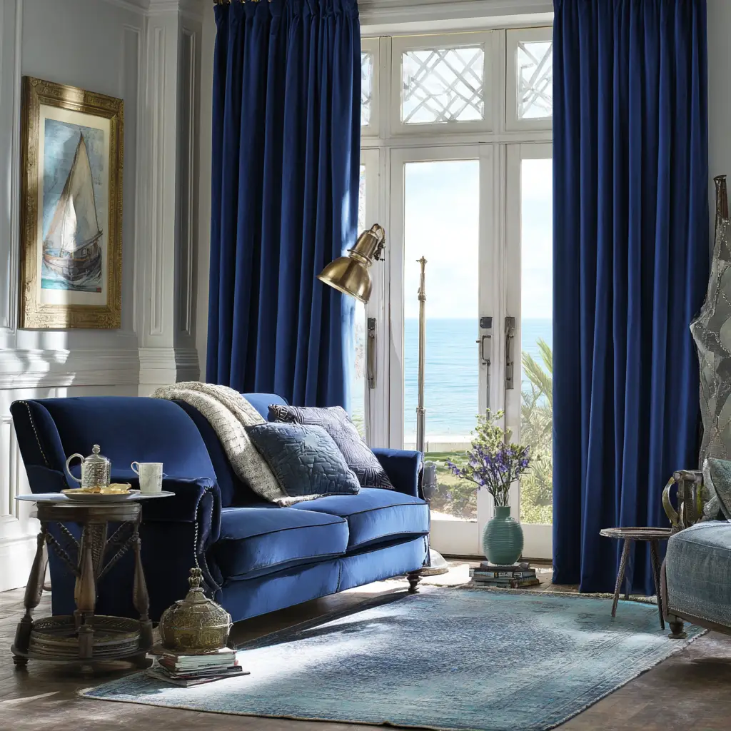 Navy Velvet Drapes