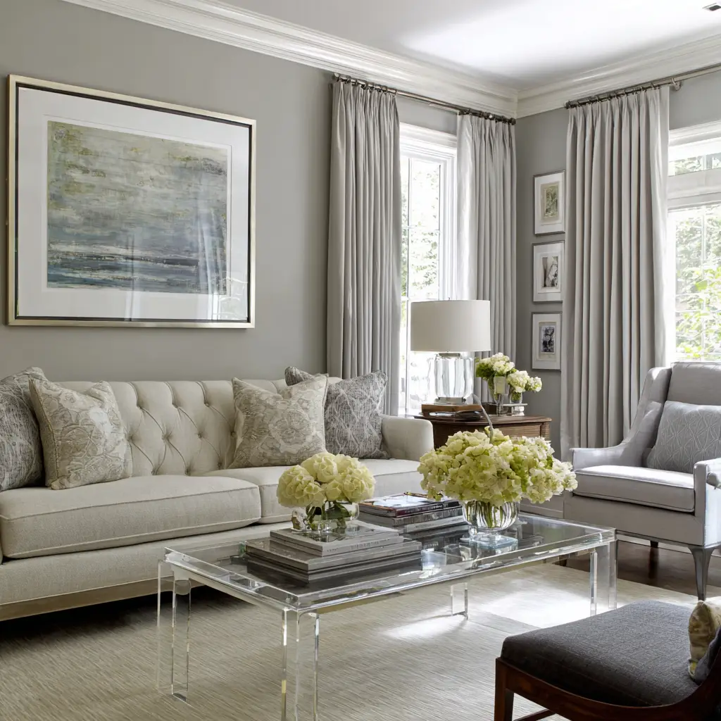 Neutral gray curtains