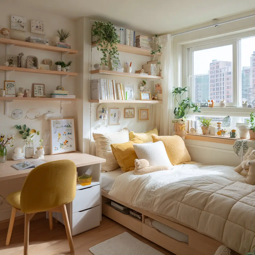 Organized Shelves with Decorative Touches