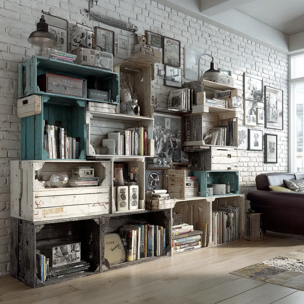 Overstuffed Bookshelves or Milk Crate Storage