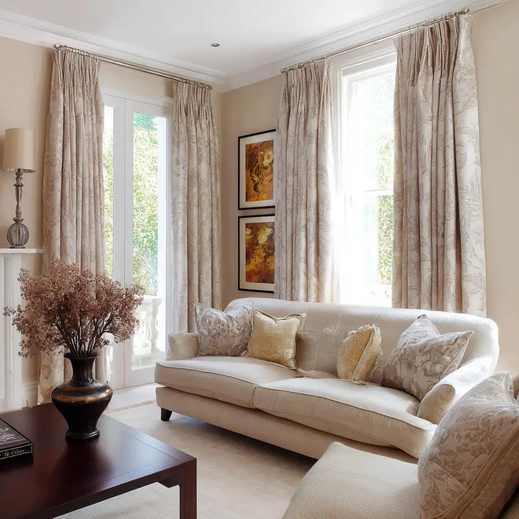 Patterned Beige Curtains