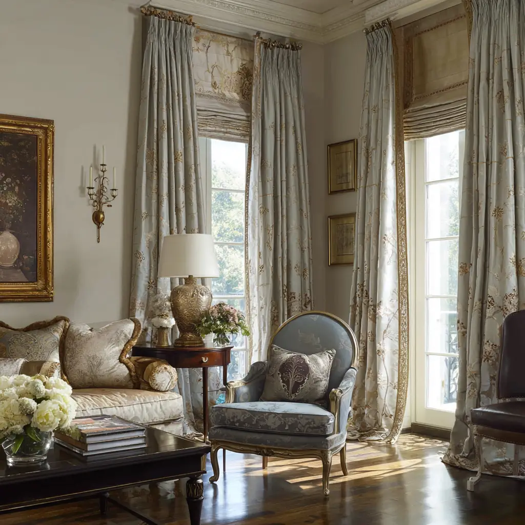 Roman Shades with Drapes