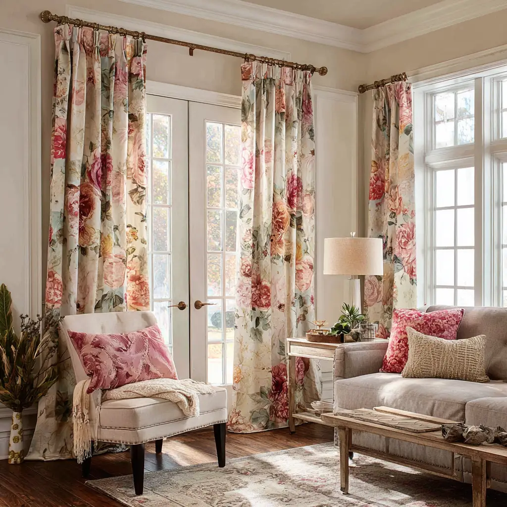 Shabby-Chic Floral Curtains