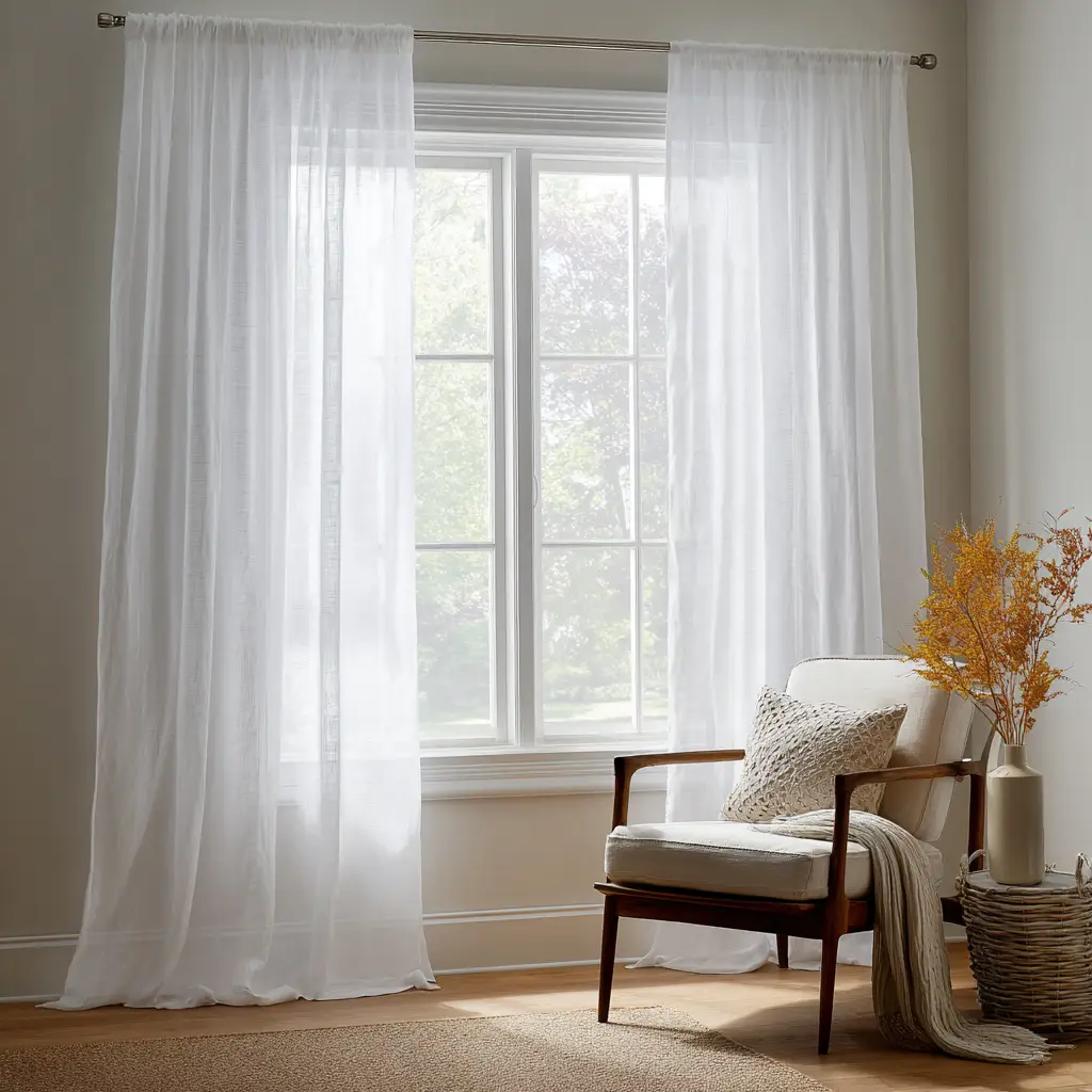 Sheer White Linen Curtains
