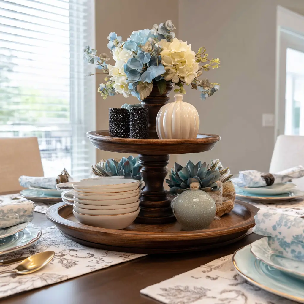 Tiered Tray with Decor Accents
