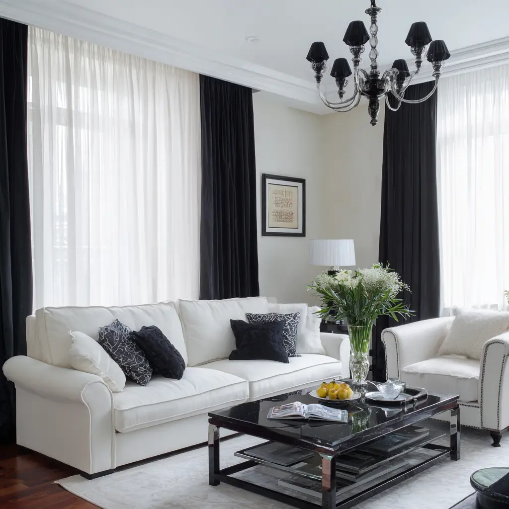 Use Black Curtain Rods for Continuity