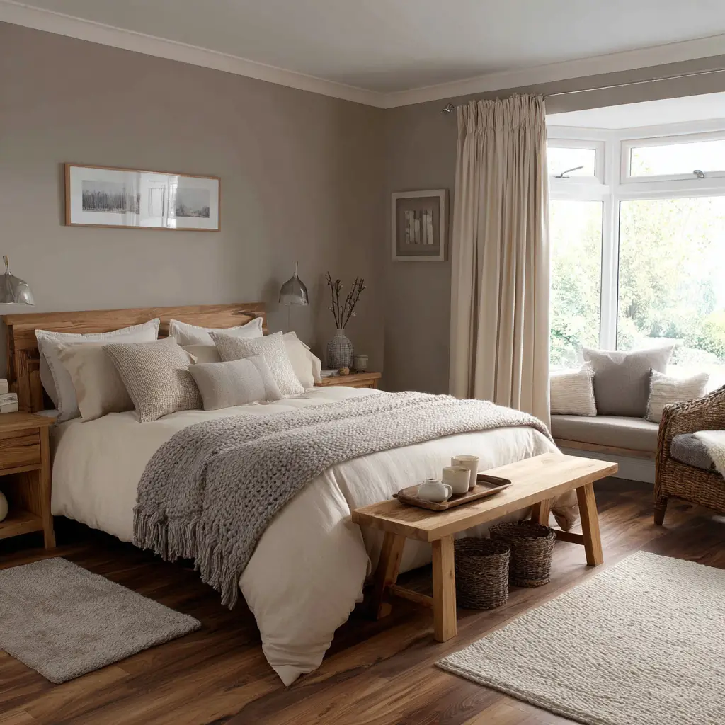 Warm Taupe with Natural Wood
