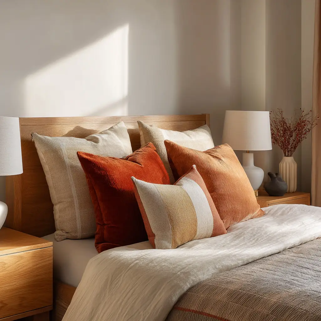 Warm-toned throw pillows