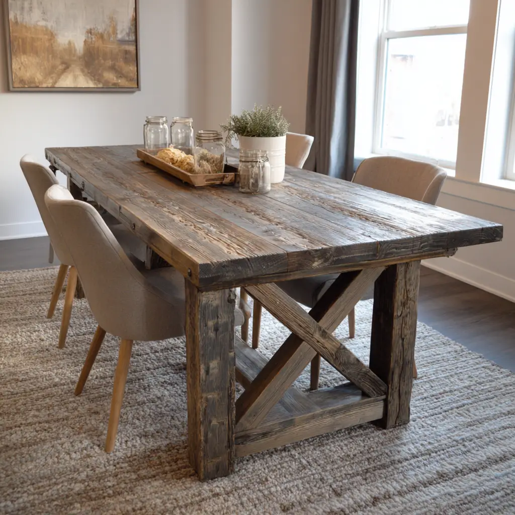 Weathered Oak Farmhouse Table
