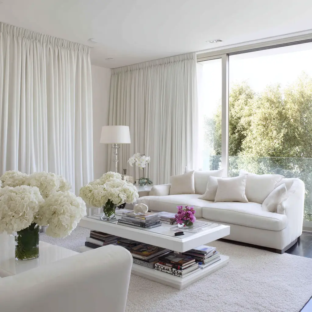 White Floor-to-Ceiling Curtains