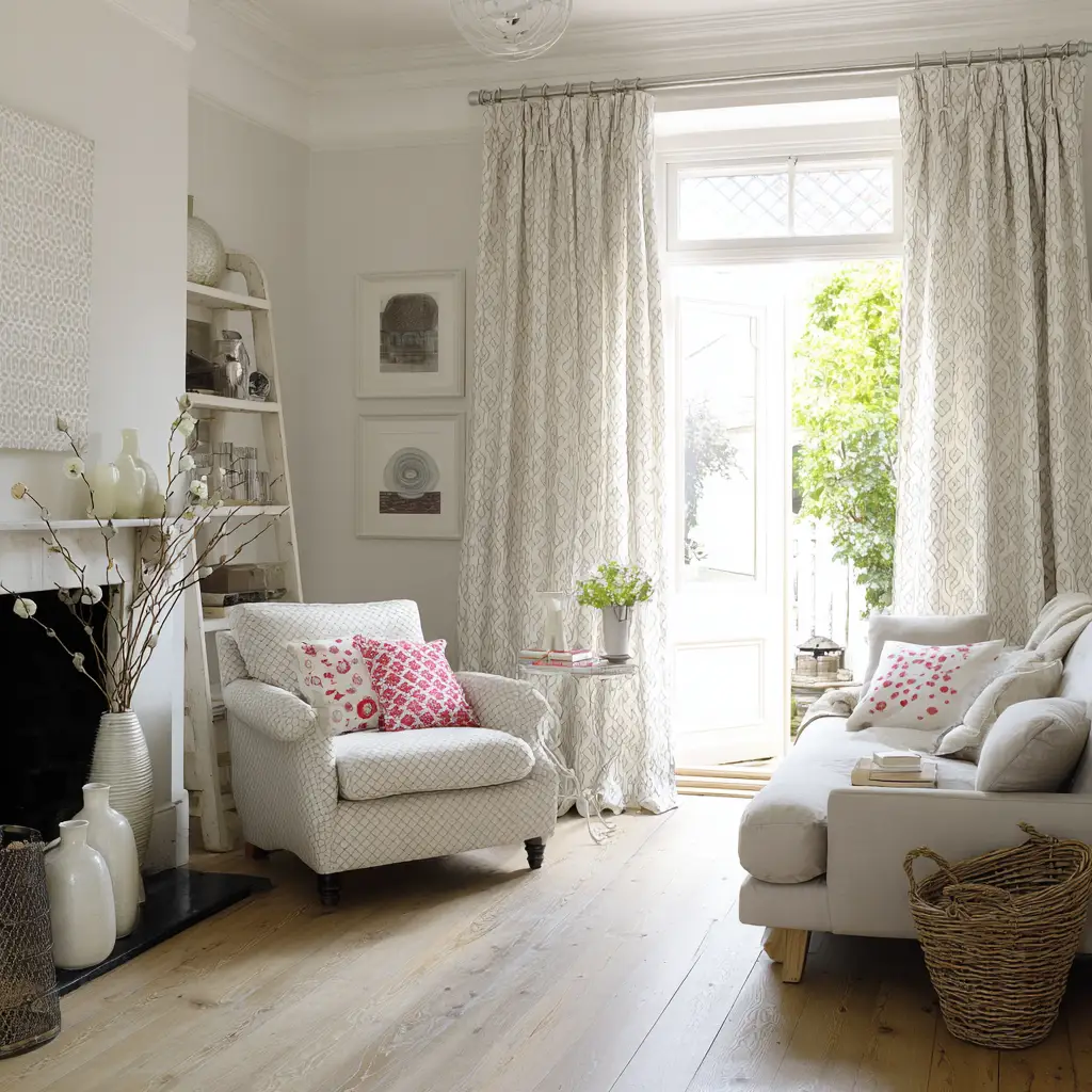 White Patterned Curtains