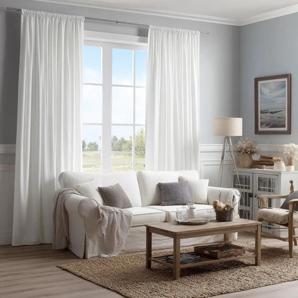 White Rod Pocket Curtains