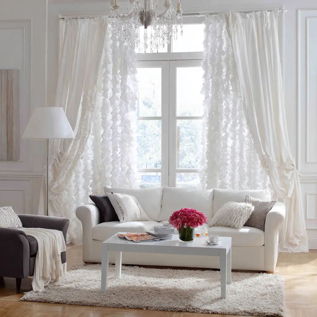 White Ruffled Curtains