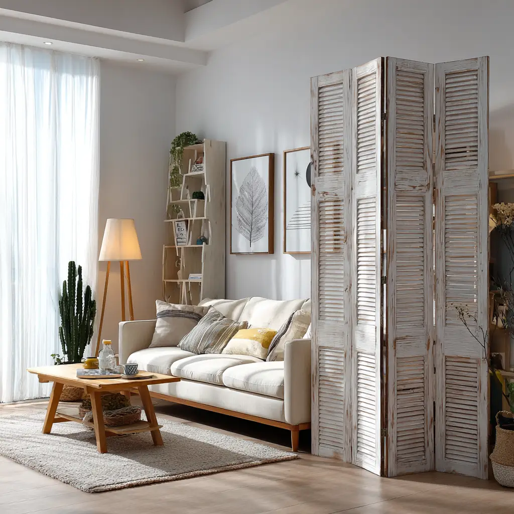 Whitewashed Wooden Partition