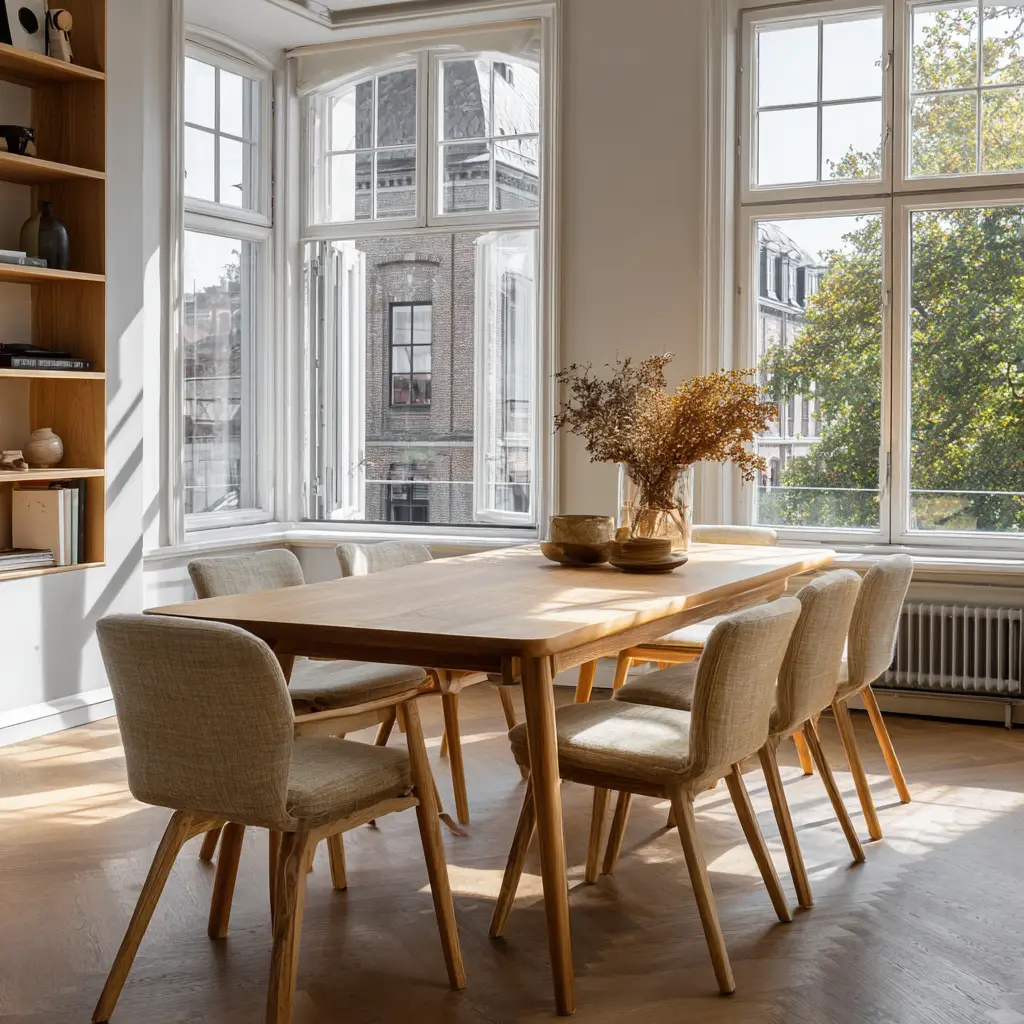 Wooden Dining Table with Clean Lines
