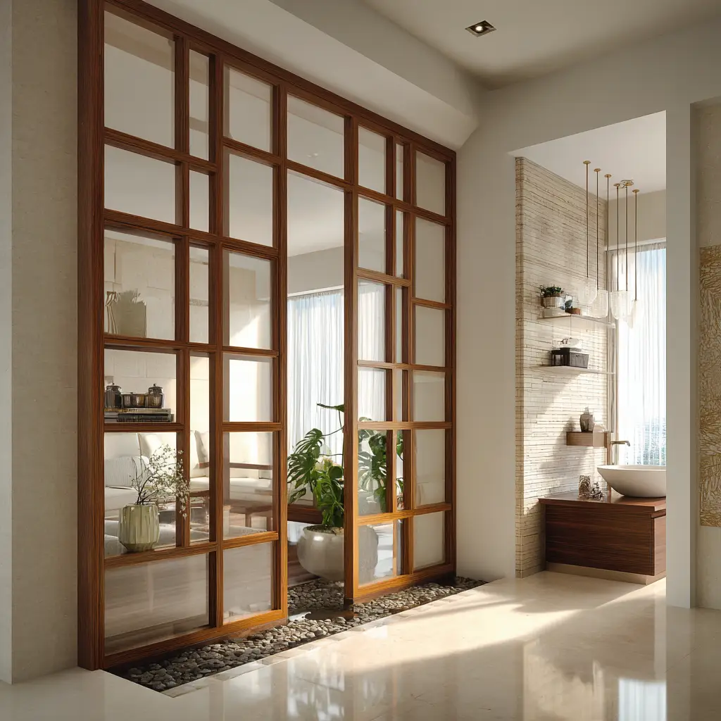 Wooden Frame with Glass Panels
