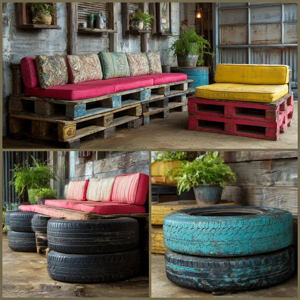 Add DIY Seating with Tires or Pallets