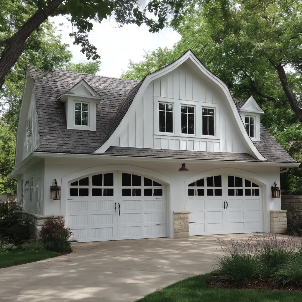 Arched White Garage Doors