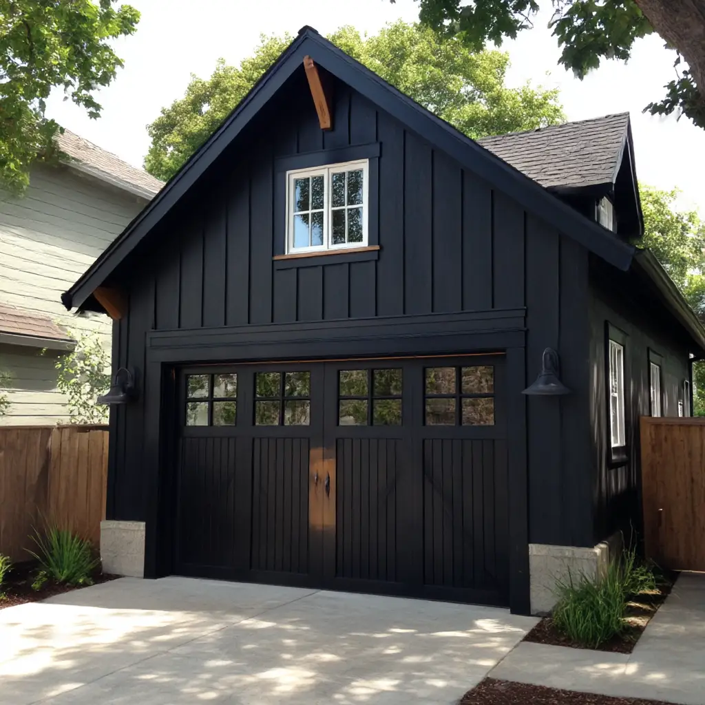 Black Garage Doors with Accent Trim