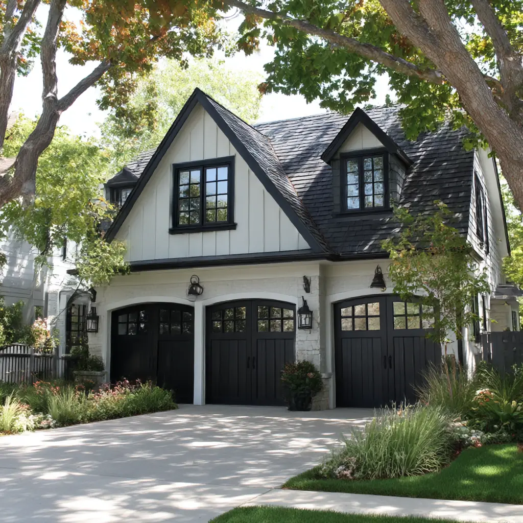 Black Garage Doors with Windows