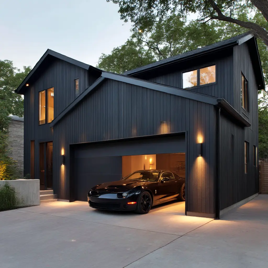 Black Modern Detached Garage