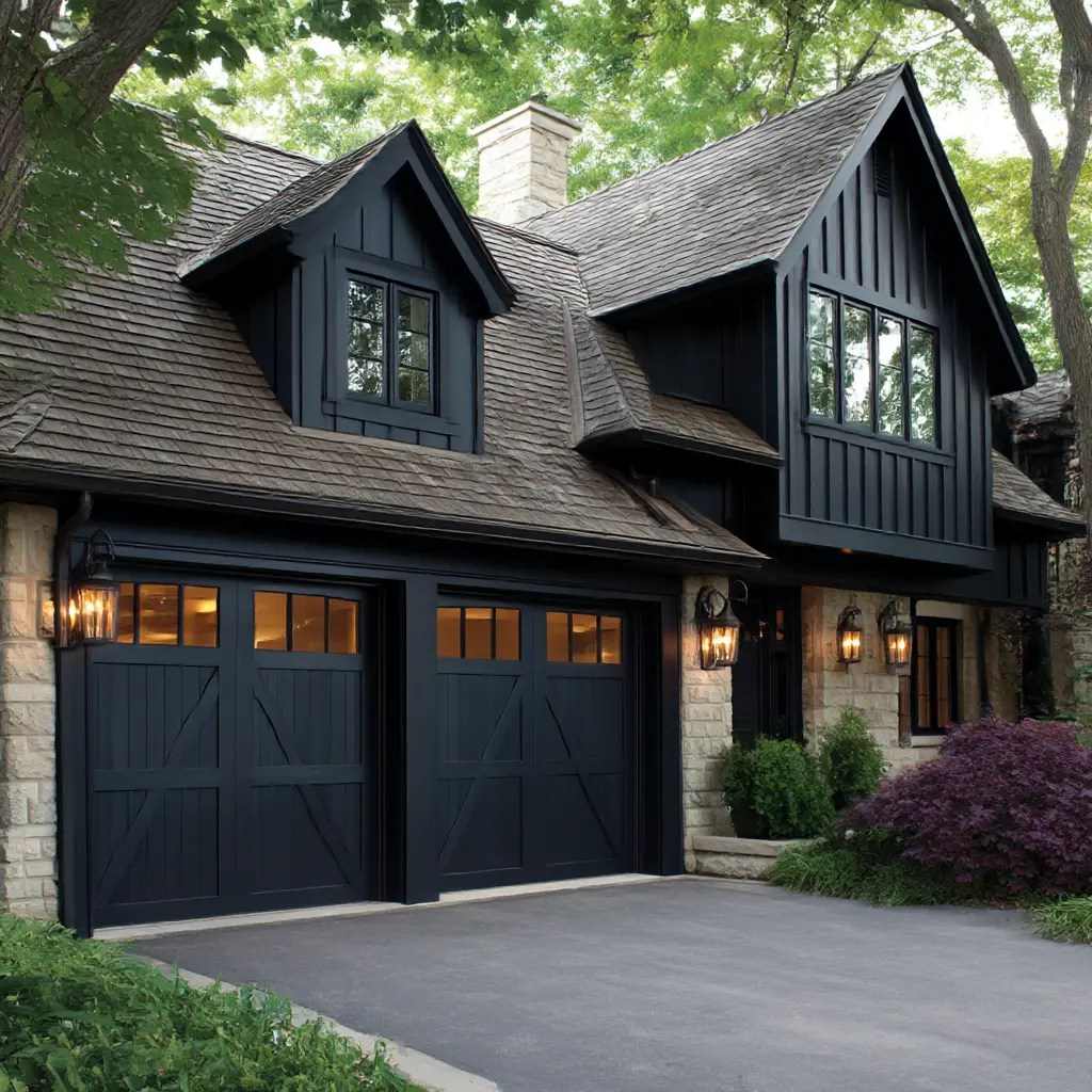 Black Paneled Garage Doors