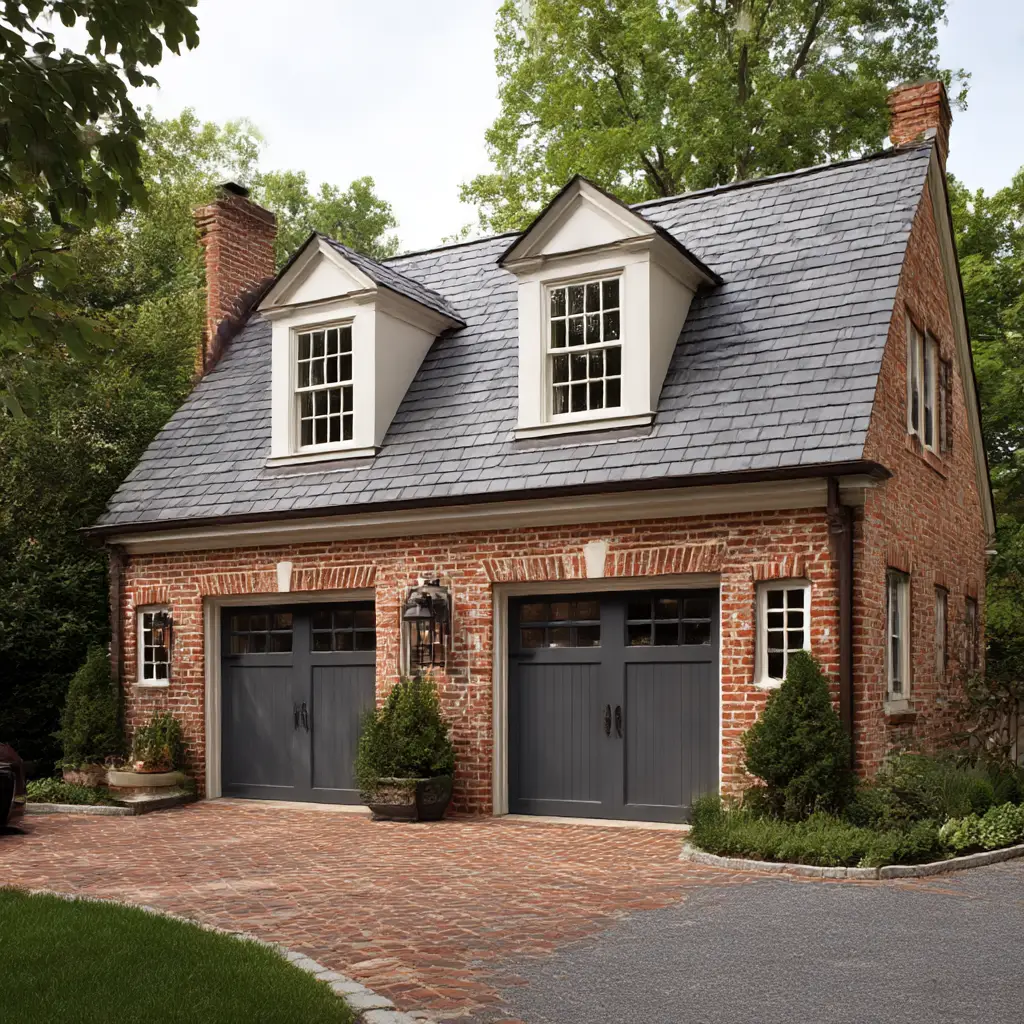 Brick Garage with Dormer Windows