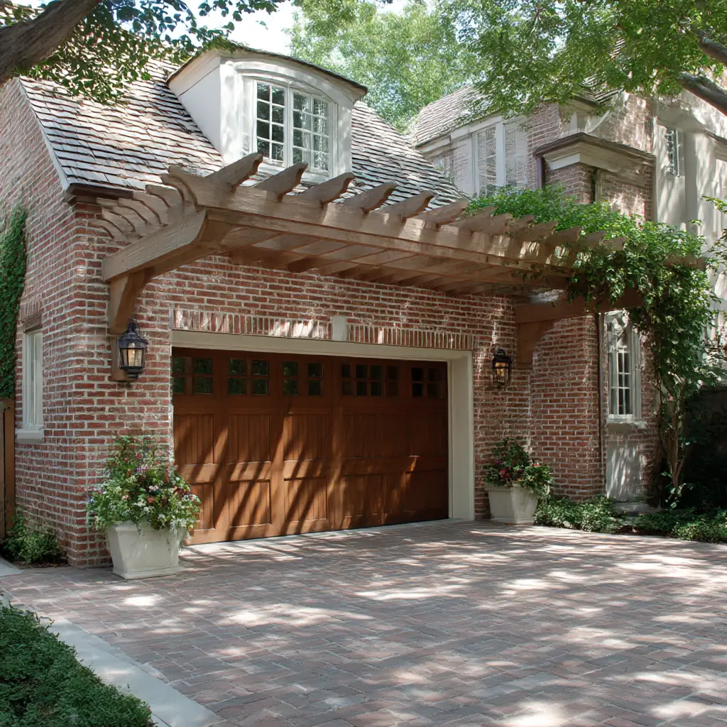 Brick Garage with Pergola
