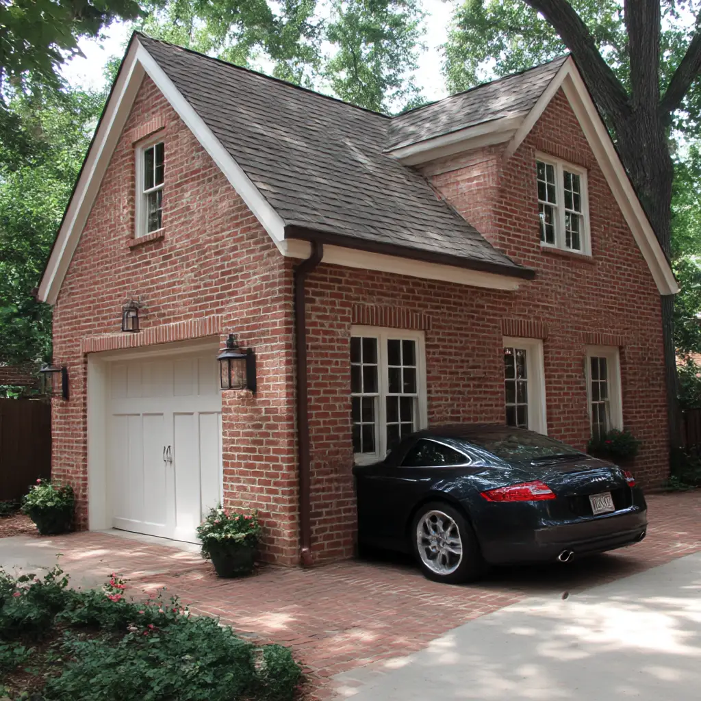 Brick Garage with Side Porch