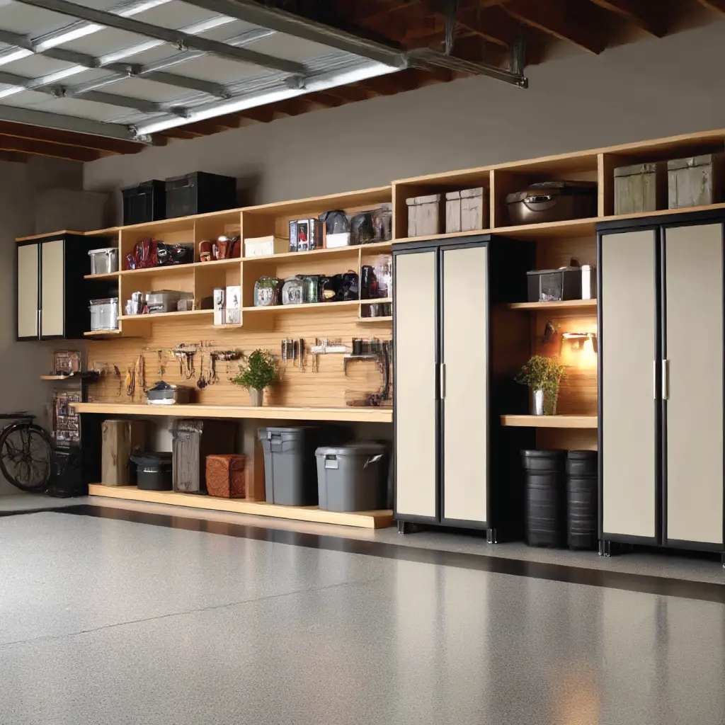Built-In Garage Cabinets with Shelves