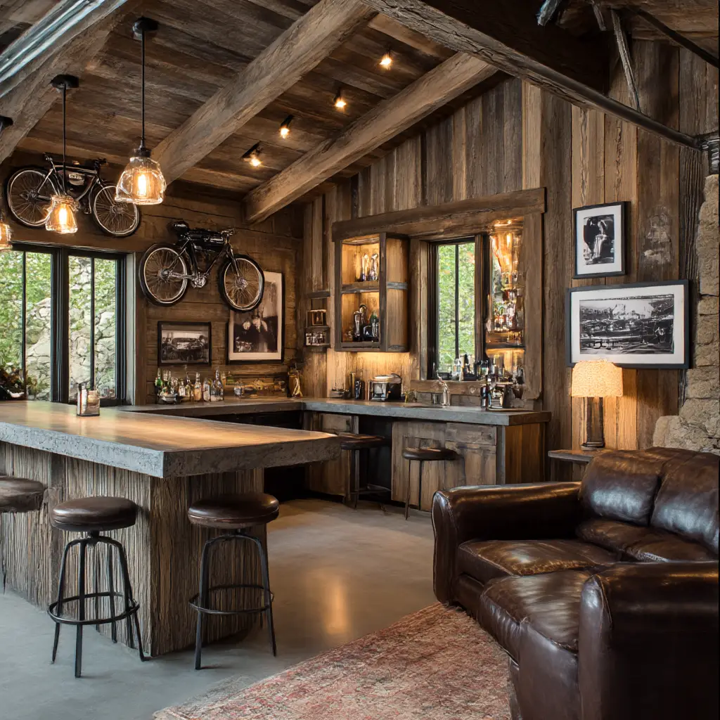 Cabin-Inspired Bar
