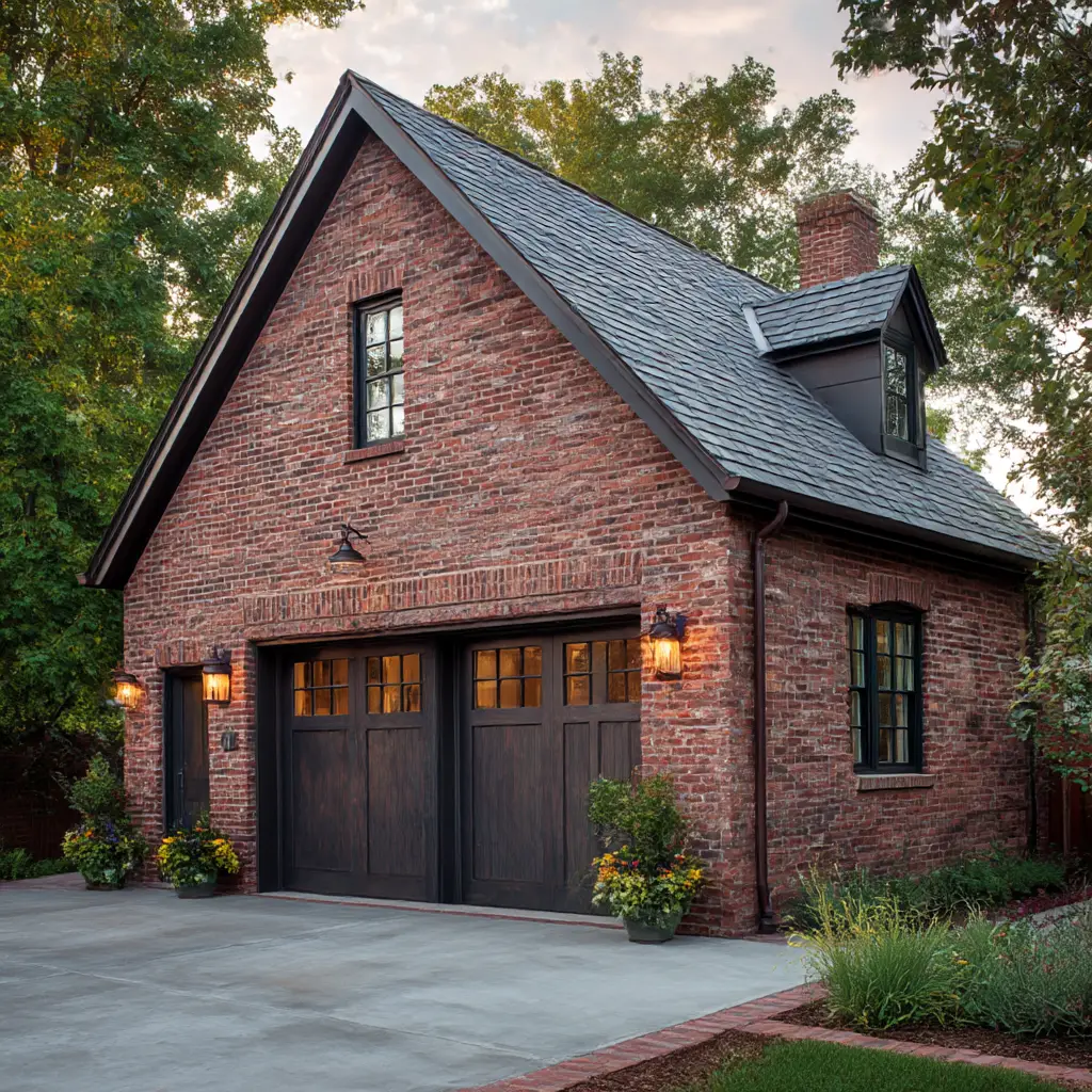 Classic Red Brick Garage