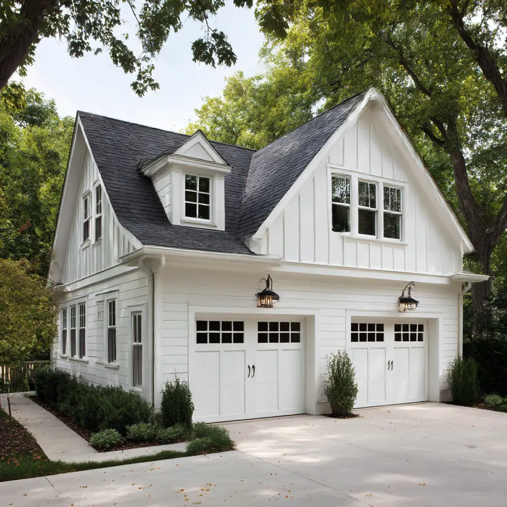 Classic White Garage Exterior