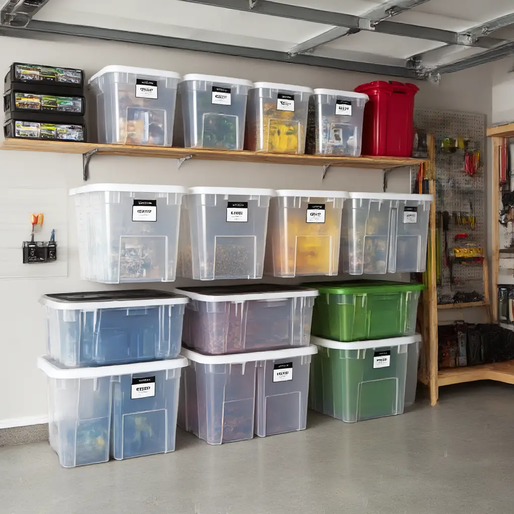 Clear Plastic Bins with Labels