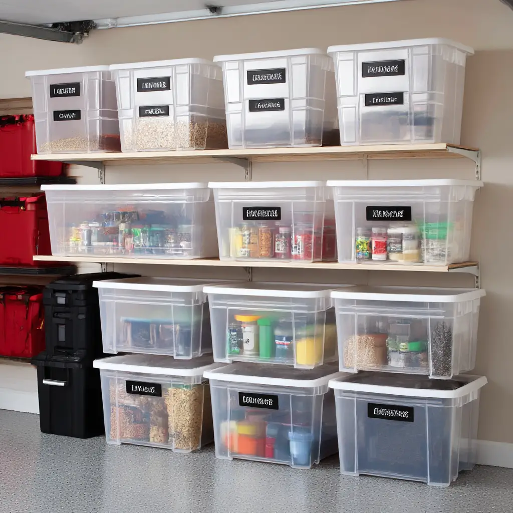 Clear Storage Bins with Labels