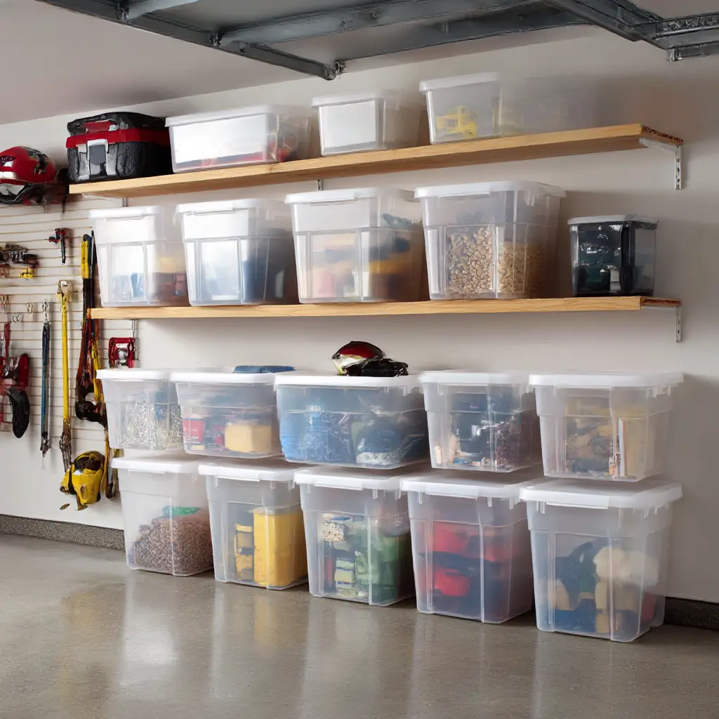 Clear plastic bins