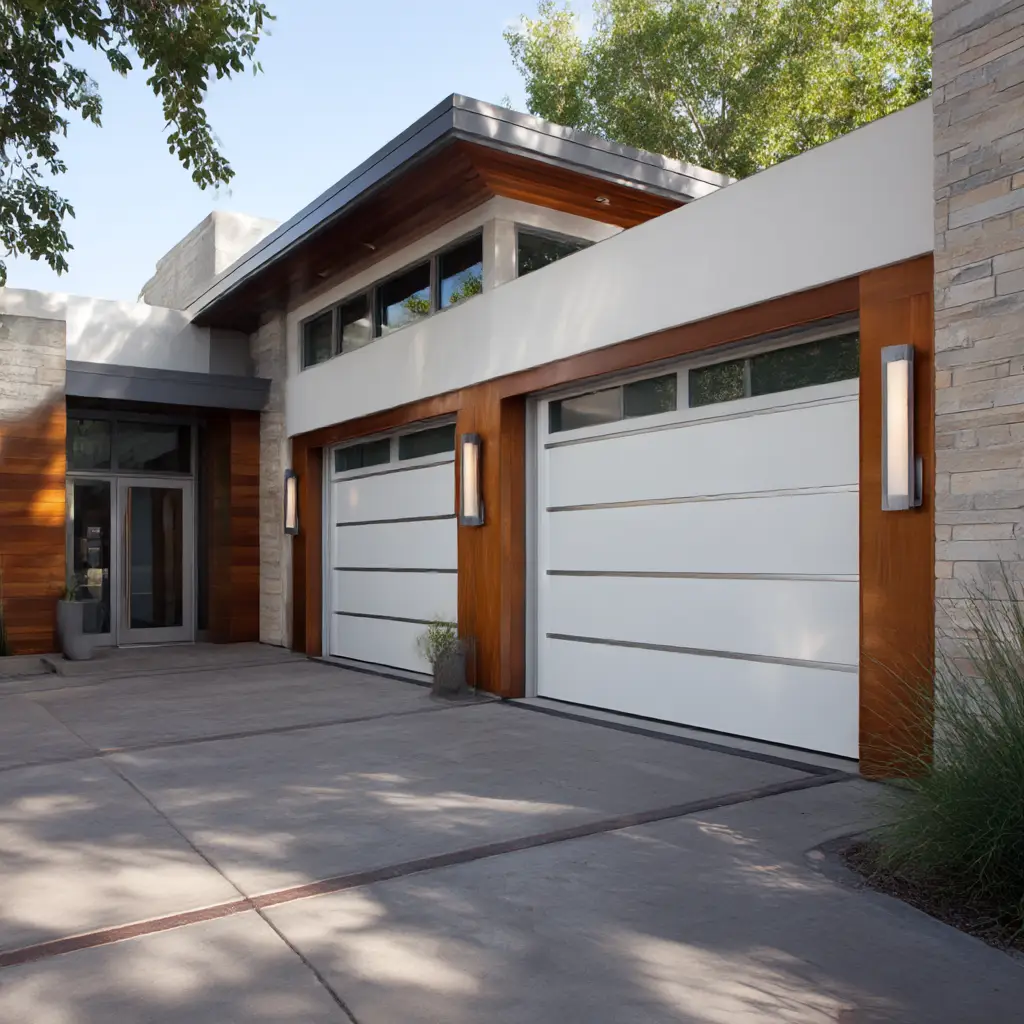 Contemporary White Doors with Mixed Materials