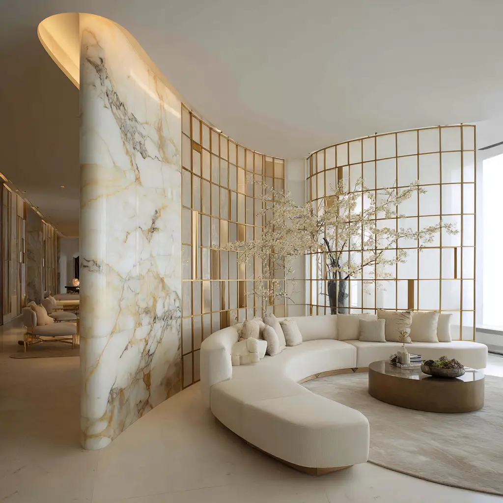Curved Marble Feature Partition