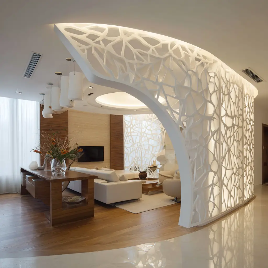Curved Partition with Lighting