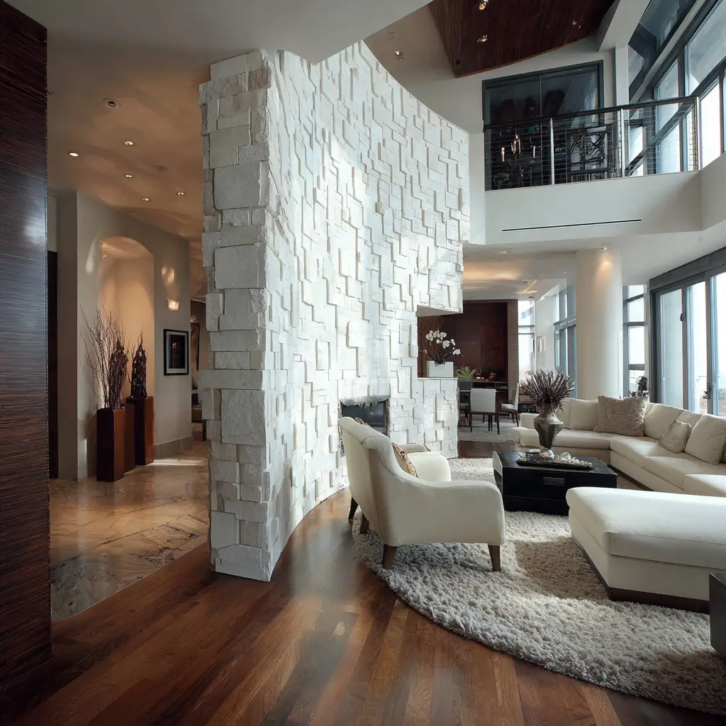 Curved Stone Wall Partition