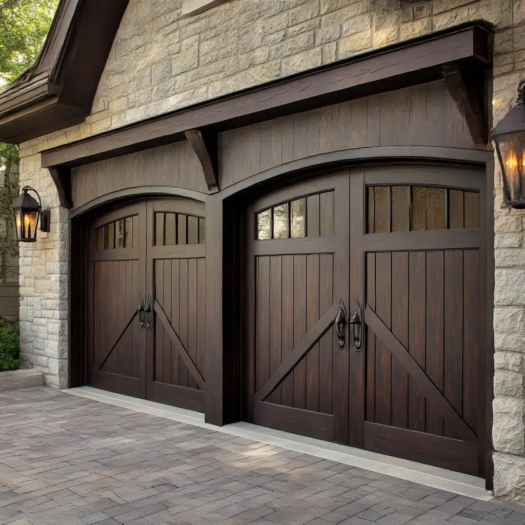 Dark-Stained Solid Wood Doors
