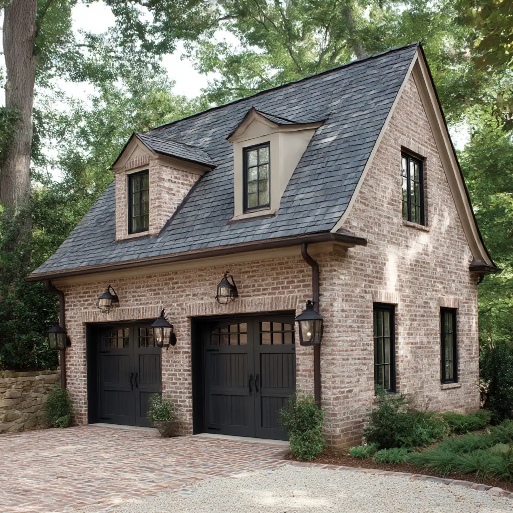 Detached Brick Garage with Gable Roof