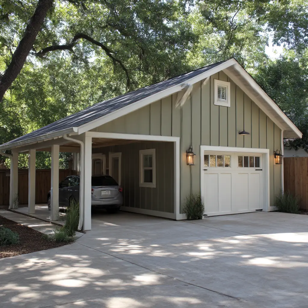 Detached Garage with Carport Extension